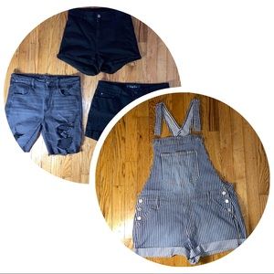 3 High Waist Shorts + Cute Overalls Bundle